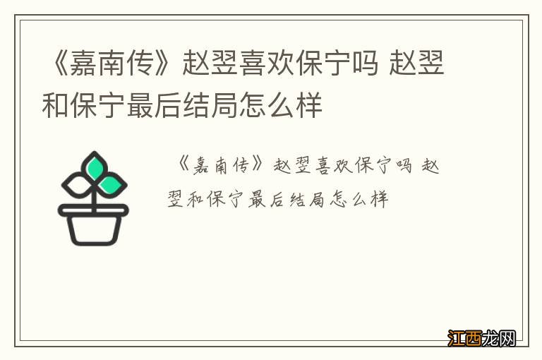 《嘉南传》赵翌喜欢保宁吗 赵翌和保宁最后结局怎么样