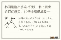 林园刚刚出手这7只股！北上资金近百亿爆买、10倍业绩暴增股一览