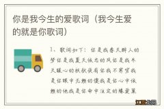 我今生爱的就是你歌词 你是我今生的爱歌词