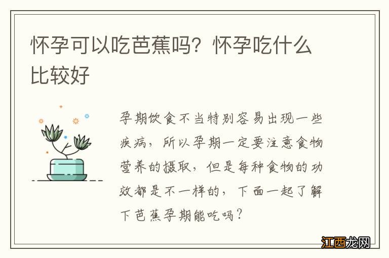 怀孕可以吃芭蕉吗？怀孕吃什么比较好