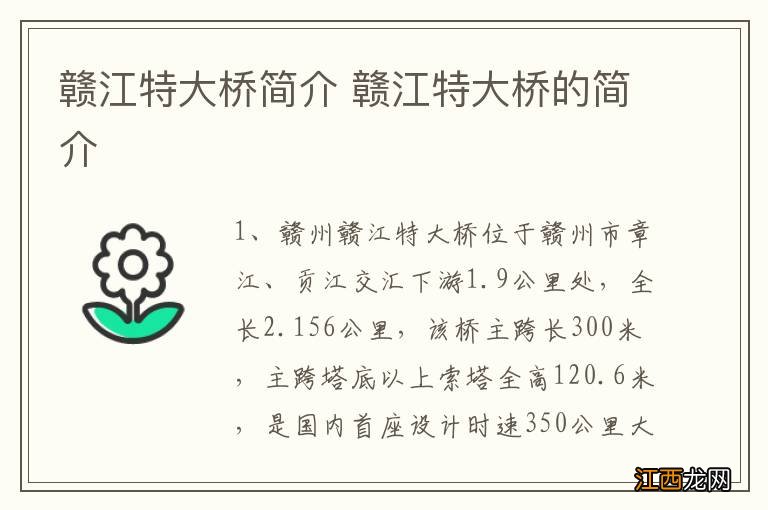 赣江特大桥简介 赣江特大桥的简介