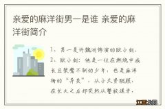 亲爱的麻洋街男一是谁 亲爱的麻洋街简介