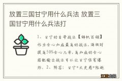 放置三国甘宁用什么兵法 放置三国甘宁用什么兵法打