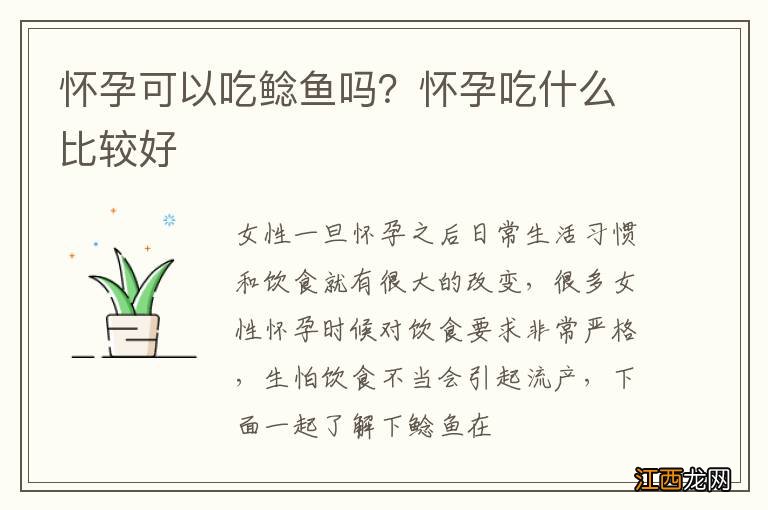 怀孕可以吃鲶鱼吗？怀孕吃什么比较好