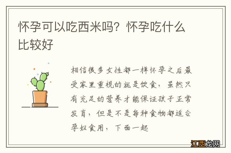 怀孕可以吃西米吗？怀孕吃什么比较好