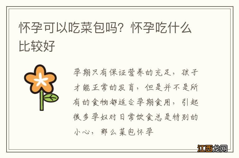 怀孕可以吃菜包吗？怀孕吃什么比较好