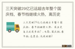 三天突破29亿已远超去年整个国庆档，春节档继续火热，离历史高点还有多远？