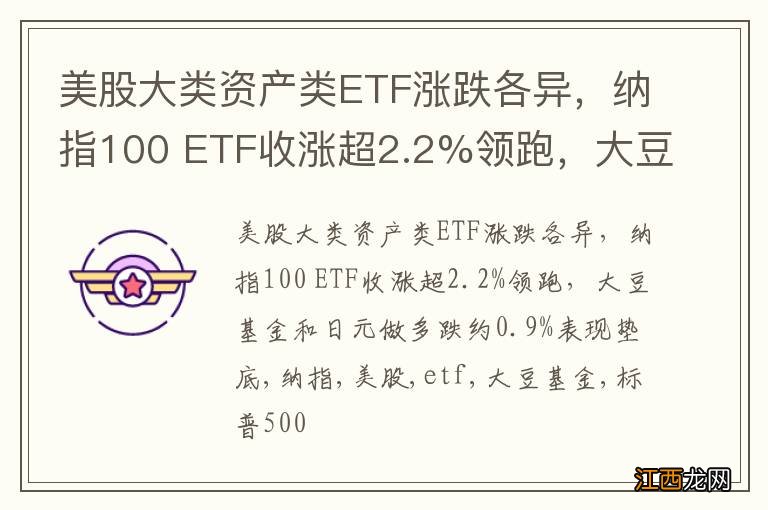 美股大类资产类ETF涨跌各异，纳指100 ETF收涨超2.2%领跑，大豆基金和日元做多跌约0.9%表现垫底