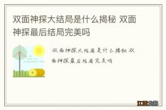 双面神探大结局是什么揭秘 双面神探最后结局完美吗