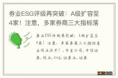 券业ESG评级再突破：A级扩容至4家！注意，多家券商三大指标落后同业水平！