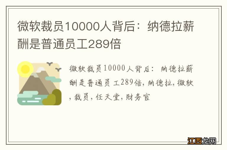 微软裁员10000人背后:纳德拉薪酬是普通员工289倍