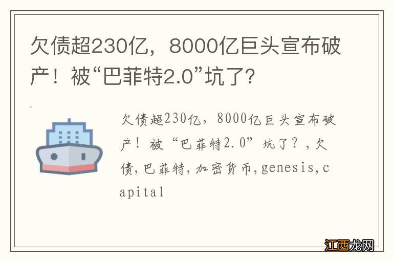 欠债超230亿,8000亿巨头宣布破产!被“巴菲特2.0”坑了?