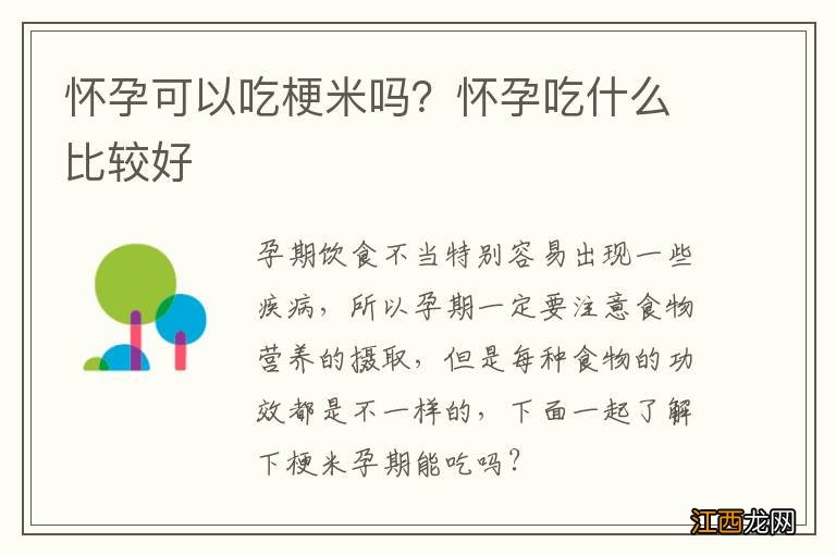 怀孕可以吃梗米吗？怀孕吃什么比较好