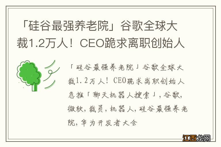 「硅谷最强养老院」谷歌全球大裁1.2万人！CEO跪求离职创始人急推「聊天机器人搜索」