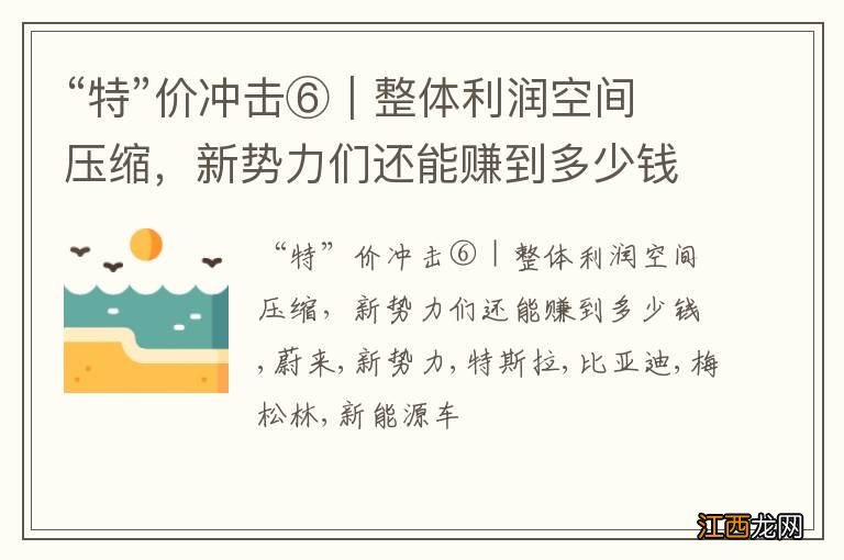 “特”价冲击⑥|整体利润空间压缩,新势力们还能赚到多少钱