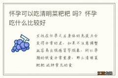 怀孕可以吃清明菜粑粑 吗？怀孕吃什么比较好