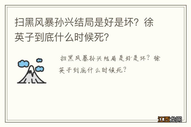 扫黑风暴孙兴结局是好是坏？徐英子到底什么时候死？