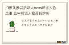 扫黑风暴背后最大boss反派人物是谁 剧中反派人物身份解析