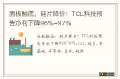 面板触底，硅片降价：TCL科技预告净利下降96%-97%