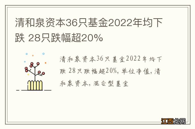 清和泉资本36只基金2022年均下跌 28只跌幅超20%