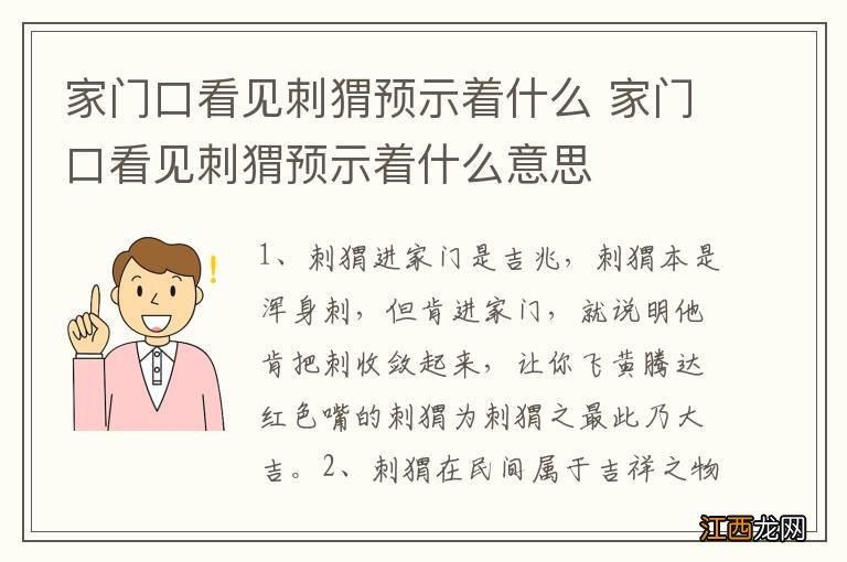 家门口看见刺猬预示着什么 家门口看见刺猬预示着什么意思