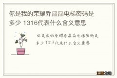 你是我的荣耀乔晶晶电梯密码是多少 1316代表什么含义意思