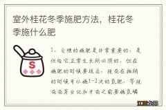 室外桂花冬季施肥方法，桂花冬季施什么肥