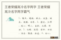 王者荣耀高冷名字两字 王者荣耀高冷名字两字霸气