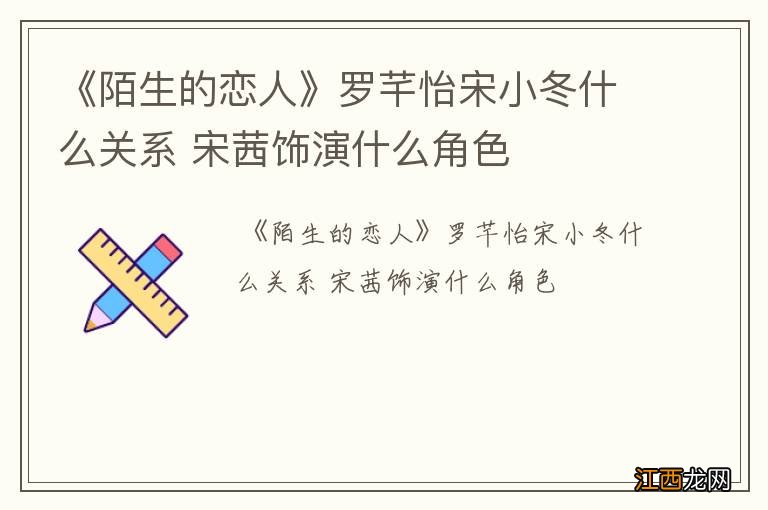 《陌生的恋人》罗芊怡宋小冬什么关系 宋茜饰演什么角色