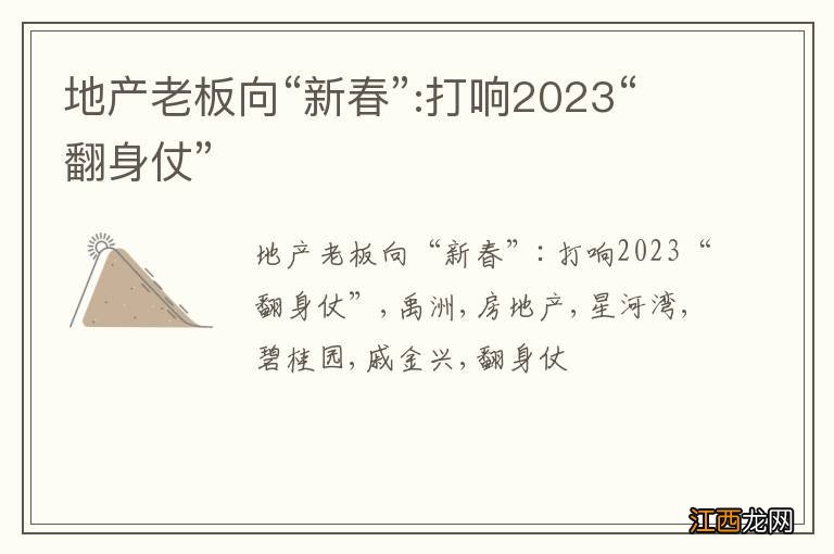 地产老板向“新春”:打响2023“翻身仗”