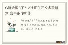 G胖会数3了？V社正在开发多款游戏 含半条命新作