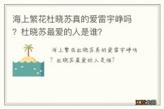 海上繁花杜晓苏真的爱雷宇峥吗？杜晓苏最爱的人是谁？