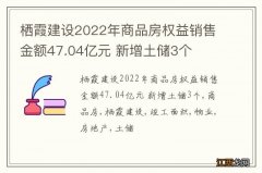 栖霞建设2022年商品房权益销售金额47.04亿元 新增土储3个