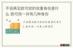 不说再见欧可欣的双重身份是什么 欧可欣一共有几种身份