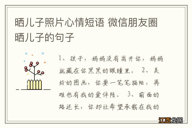 晒儿子照片心情短语 微信朋友圈晒儿子的句子