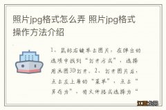 照片jpg格式怎么弄 照片jpg格式操作方法介绍