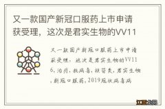 又一款国产新冠口服药上市申请获受理，这次是君实生物的VV116