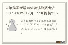 去年我国新增光伏装机数据出炉：87.41GW!12月一个月抢装21.7GW