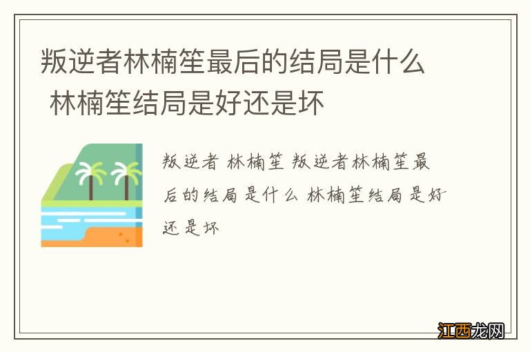 叛逆者林楠笙最后的结局是什么 林楠笙结局是好还是坏