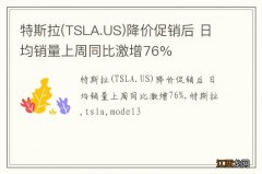 TSLA.US 特斯拉降价促销后 日均销量上周同比激增76%