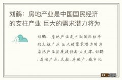 刘鹤：房地产业是中国国民经济的支柱产业 巨大的需求潜力将为房地产业发展提供有力支撑