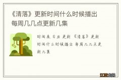 《清落》更新时间什么时候播出 每周几几点更新几集