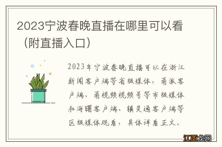 附直播入口 2023宁波春晚直播在哪里可以看