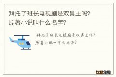 拜托了班长电视剧是双男主吗？原著小说叫什么名字？