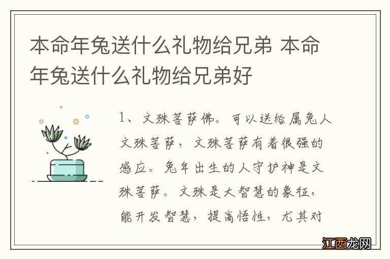 本命年兔送什么礼物给兄弟 本命年兔送什么礼物给兄弟好