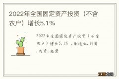 不含农户 2022年全国固定资产投资增长5.1%