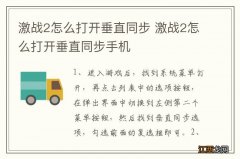 激战2怎么打开垂直同步 激战2怎么打开垂直同步手机