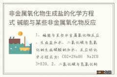 非金属氧化物生成盐的化学方程式 碱能与某些非金属氧化物反应方程式