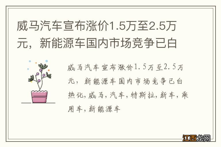 威马汽车宣布涨价1.5万至2.5万元，新能源车国内市场竞争已白热化