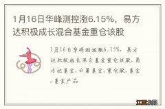 1月16日华峰测控涨6.15%，易方达积极成长混合基金重仓该股